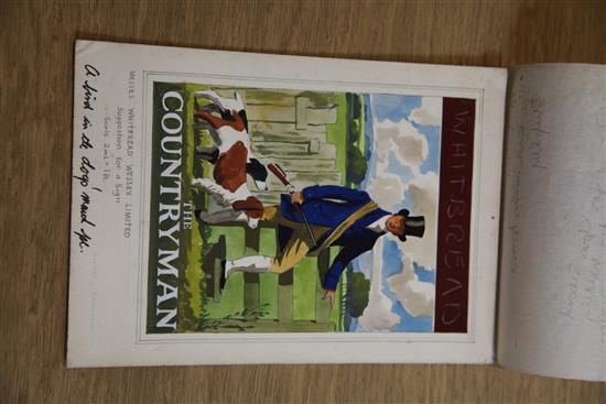 Southey Bramwell. Eight original watercolour and gouache designs for pub signs, principally for Whitbread, largest overall 11 x 9.25in.